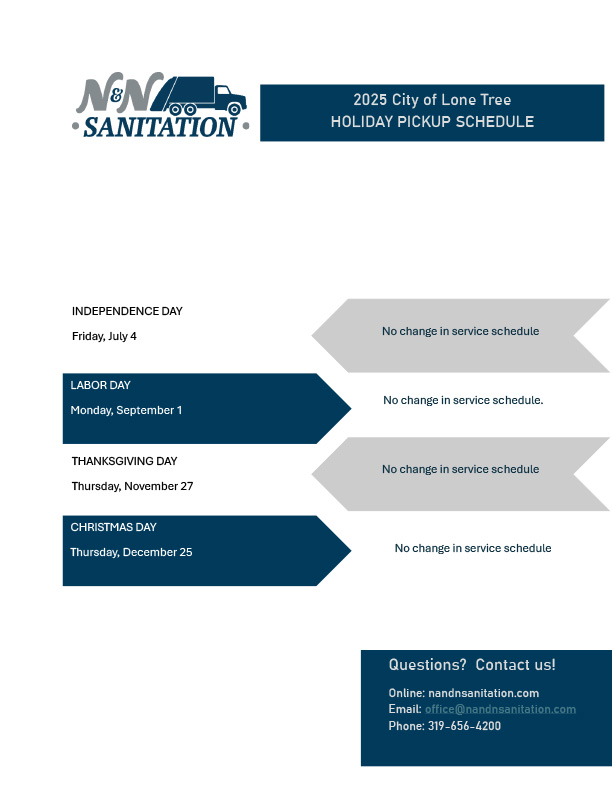2025 Lone Tree Holiday Schedule