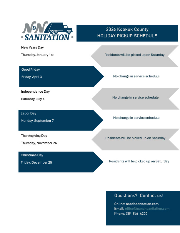2026 Keokuk County Holiday Schedule